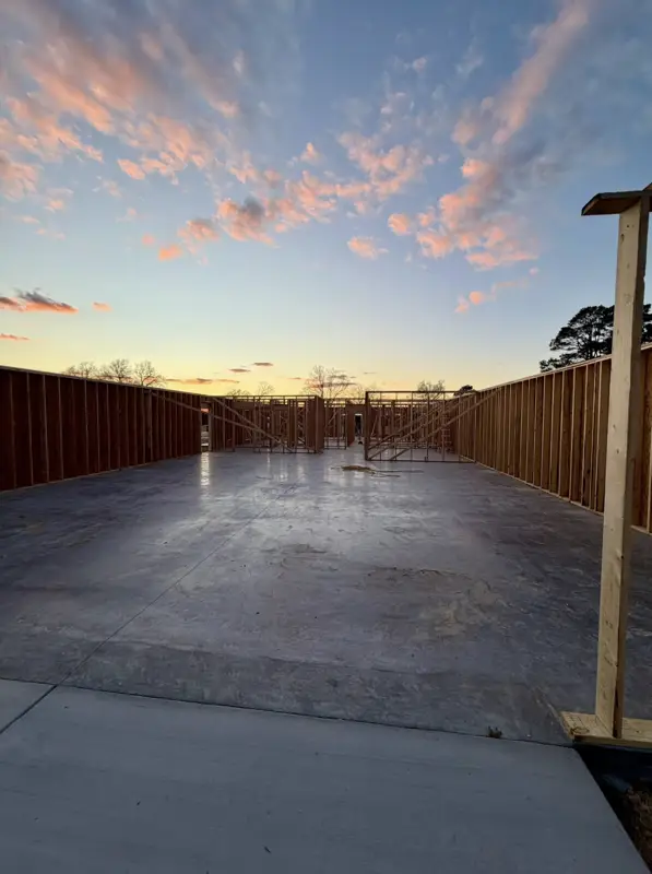 Slab and first walls at sunset