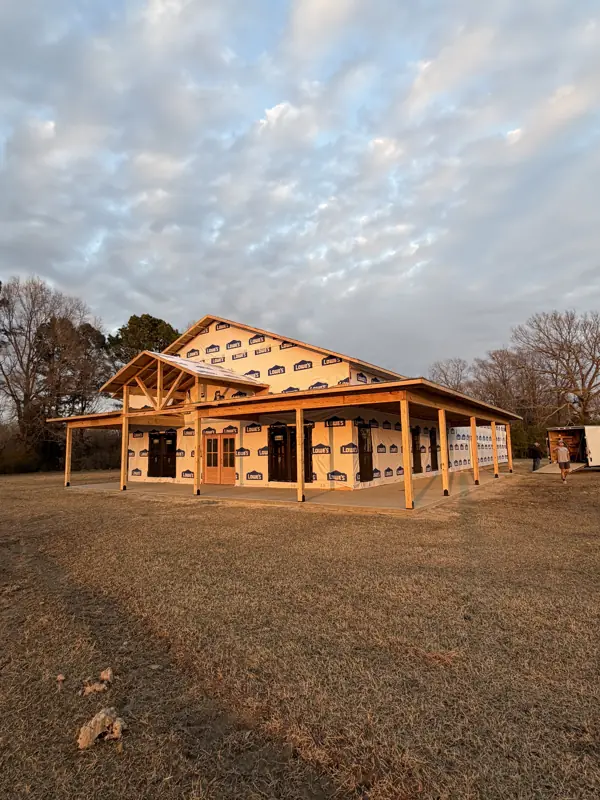 Angled view of the timber porch